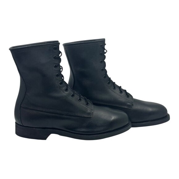 Addison Shoe Co. Black Leather Combat Boots Size 8.5 X-Wide Military Lace-Up Vtg - Picture 13 of 15